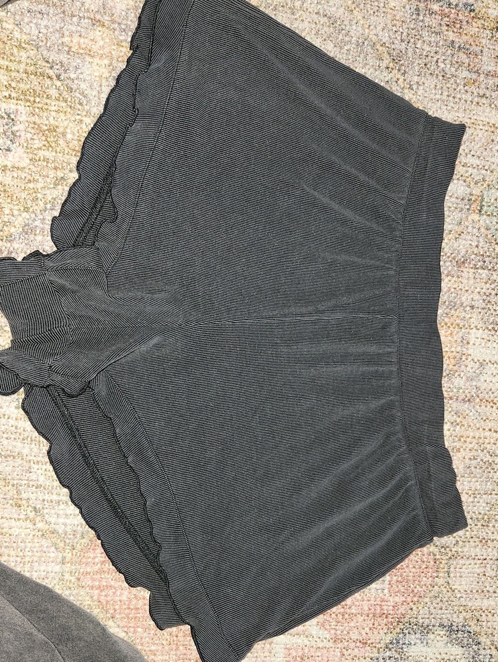 Marine Layer Women's Black Ribbed Knit Ruffle Pull On Lounge Mini Shorts Size S